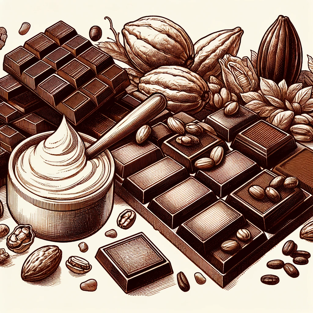 Image of chocolate bars, beans